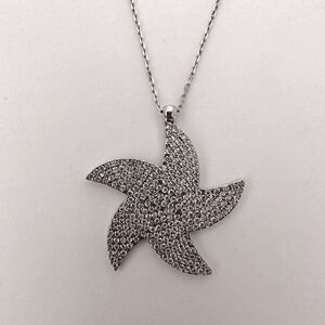 925 Silver sea star necklace cz cubic zirconia stones